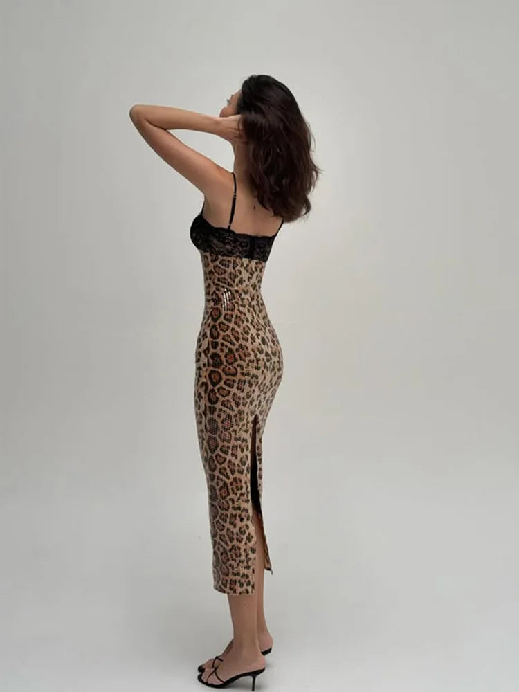 Lace Patchwork Maxi Dresses For Women Fashion Sexy Streetwear Straps Sleeveless Slash Neck Side Split Long Vestidos Robes Female - Matrix-studios.com