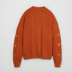 Winter Women Glittery Chunky Knit Sweater with Star Embroidery Orange Cardigans Spring Woman Y2k Gold Thread Show-girl Cardigans - Matrix Studios
