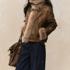 Autumn and Winter Coat with A Stylish Fur Patchwork Design Women's Biker Jacket Leather and Fur Integrated Jacket - Matrix Studios