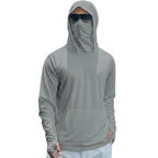 Mens UPF50+ Performance T-Shirt Long Sleeve Summer Hoodie Casual Sun Running Quick Dry Shirts Sunscreen Fishing Ice Silk Tops - Matrix Studios