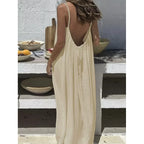 New Arrival Women's Strapless Backless Long Loose Home Dress Comfortable Sleepwear Casual Maxi Dress - Matrix-studios.com