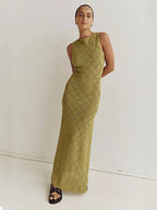 Sexy Cut Out Slit Knit Mesh Swimsuit Cover Up Pareo Tunic 2026 Summer Beach Maxi Dress Bikini Cover-ups Women Beachwear A2318 - Matrix Studios