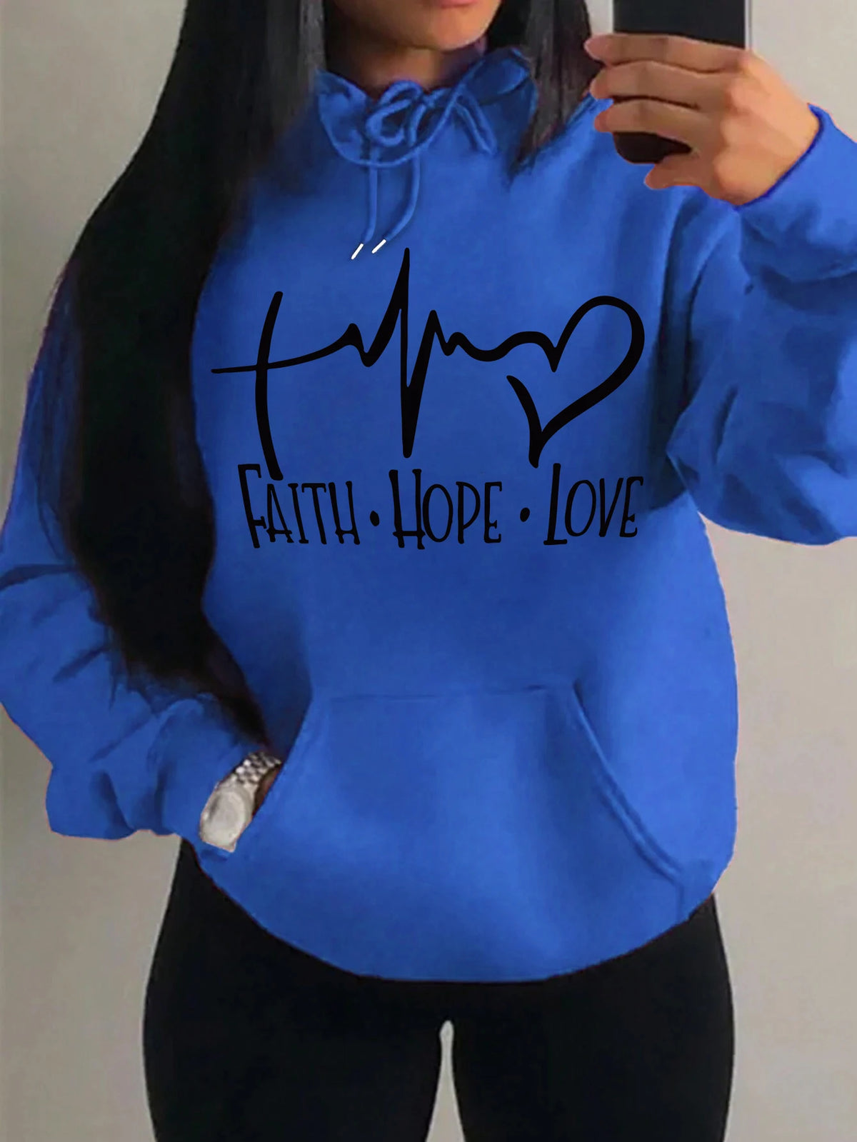 Faith Hope Love Letter Graphic Women Hoody Street Casual Loose Hoodies Autumn Fleece Pullover Hip Hop O-Neck Clothing Female - Matrix Studios