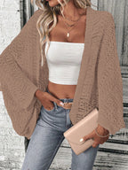 Polyester 100.00% Solid Color Camisole Knit Cardigan Elegant Front Open Bat Wing Sleeve Loose Cardigan for Women - Matrix Studios
