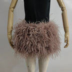 Real feather mini skirt, elastic waist sexy clothing, club, party dance party carnival short skirt can be customized in size - Matrix Studios