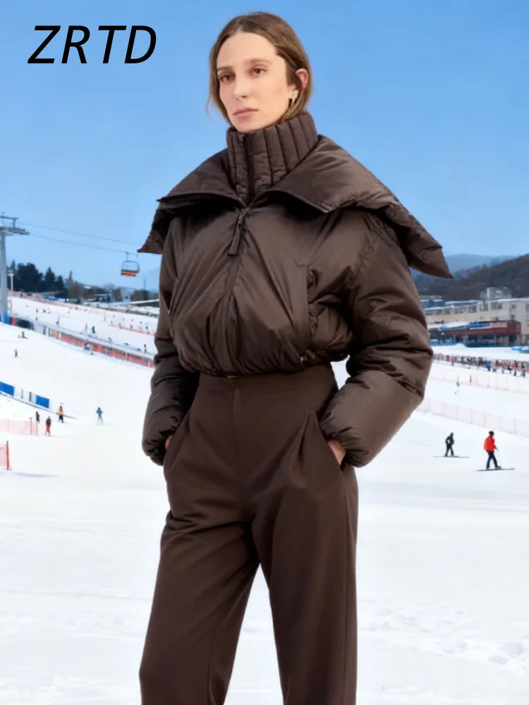 Warm Women's Winter Ski Jumpsuit With Hood Belt Stand Collar One Piece Ski Suits 2026 Autumn Lady Street Fashion Romper New - Matrix Studios