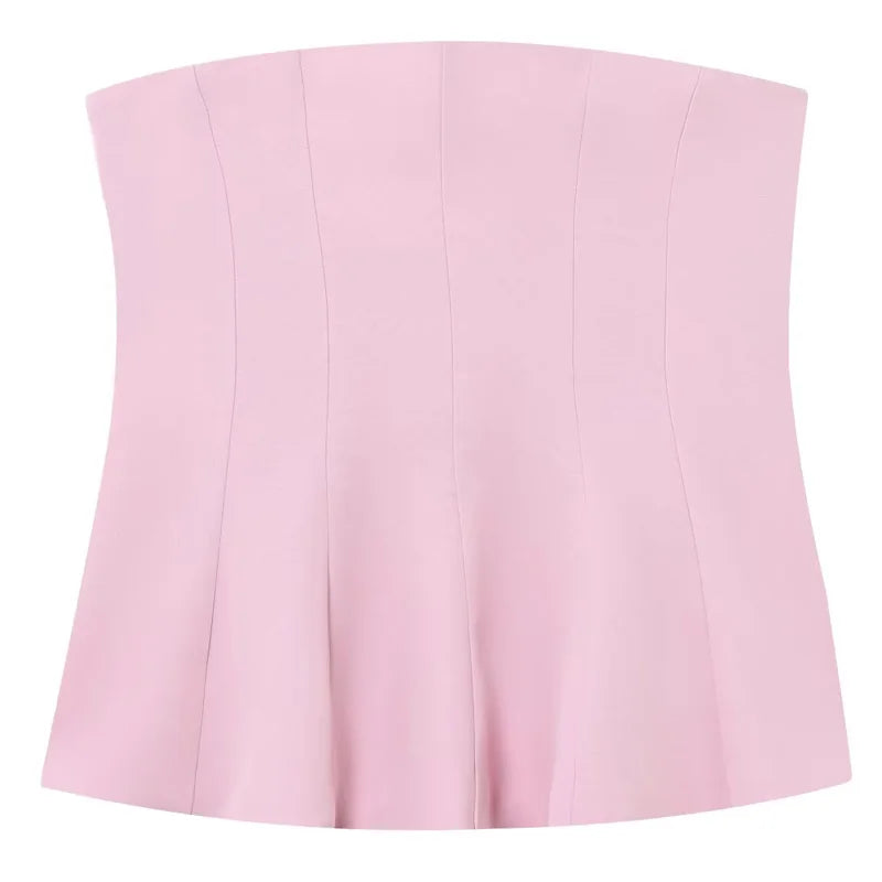 HXAO Corset Tube Top Women Summer 2025 White Pink Blue Yellow Black Top Bustier Ruffled Vests Cute Sleeveless Backless Tank Top - Matrix-studios.com