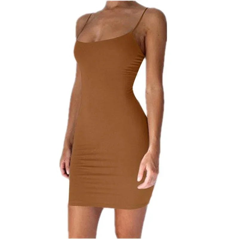 Summer Spaghetti Strap Mini Dress 2026 Women Sexy Bodycon Club Party Dresses Short Female Camisole Solid Black Sheath Sundress - Matrix-studios.com