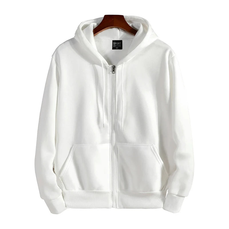Zipper Hoodies Autumn Winter Men's New Long Sleeve Hooded Sweatshirt Fashion Casual Male Outfit Sportwear Loose Fit Clothes - Matrix Studios