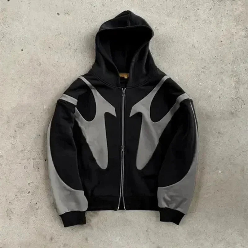 American Retro Letter Printed Devil Pattern Hoodie Y2k Harajuku Casual Couple Zipper Hoodies Sweatshirt Fashion Men's Clothing - Matrix Studios