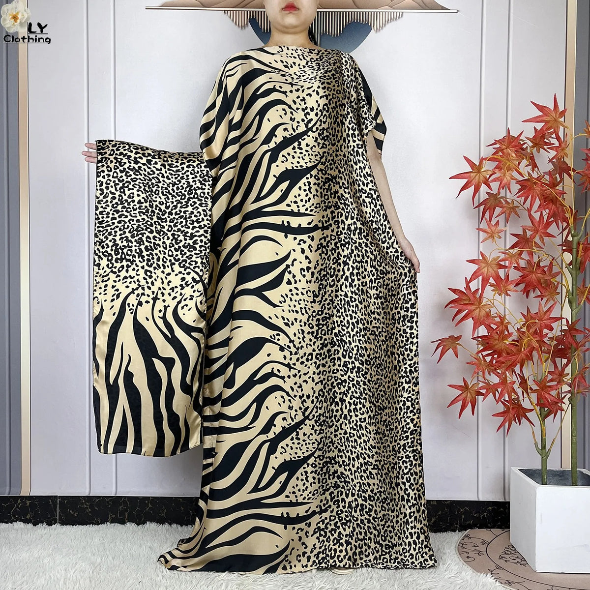 Muslim Abayas For Women 2023 New Fashion Printed Silk Soft Loose Femme Elegant Robe African Maxi Party Dresses With Belt Turban - Matrix-studios.com