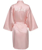 Wedding Party Team Bride Robe With Black Letters Kimono Satin Pajamas Bridesmaid Bathrobe SP063 - Matrix-studios.com