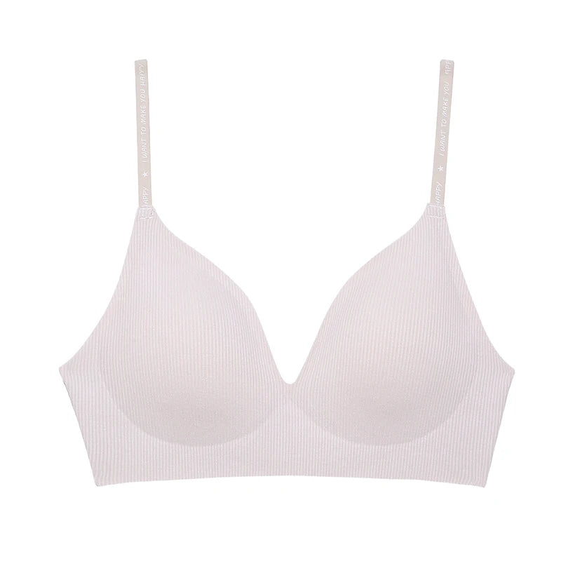 FINETOO Women Wireless Bra Deep V Padded Bralette S-XL Trendy Stripe Knitting Bras Sexy Ladies Brassiere Solid Underwear 6 Color - Matrix Studios
