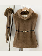 Mumaroho 2026 Winter Spring Women Faux Fur Sable Vest Crop Top Solid  Turtleneck Eco Mink Faux Fur Tank Tops Pullover Jacket - Matrix Studios