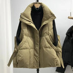 Autumn Winter Women Down Vest Jacket 2025 New Women Sleeveless Waistcoat Stand Collar Women Cotton Vest Coat Women Waistcoat Top - Matrix Studios