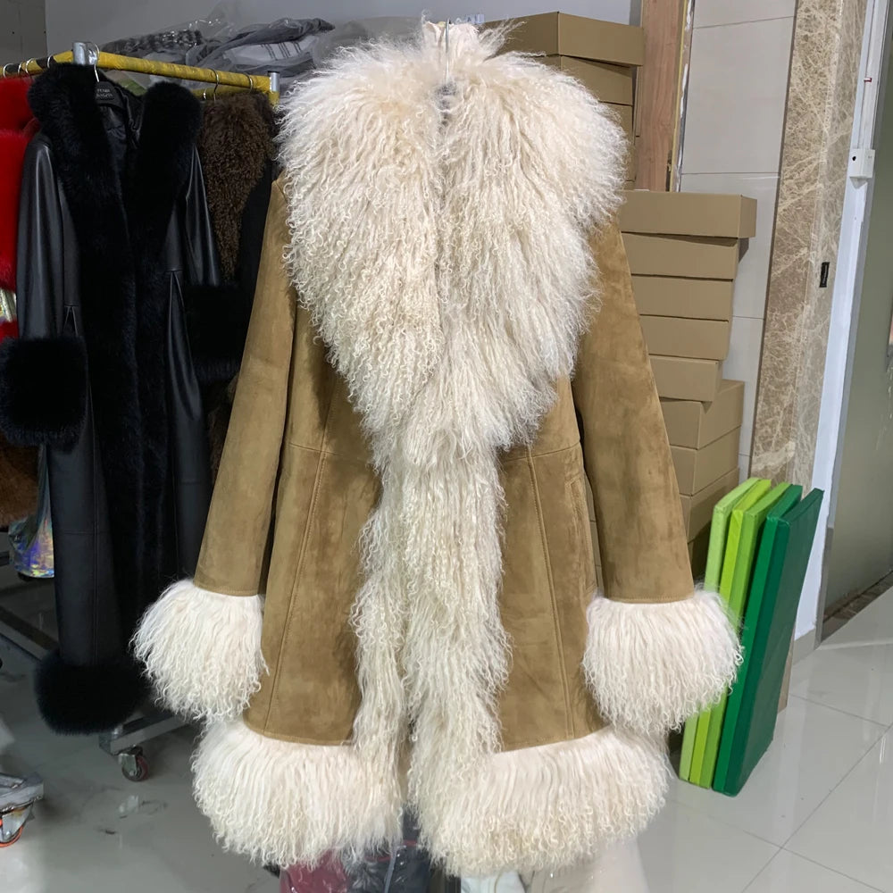 GO BALLISTIC YA Mongolia Sheep Fur Coat Women Real Leather Jacket Genuine Leather Coat - Matrix Studios