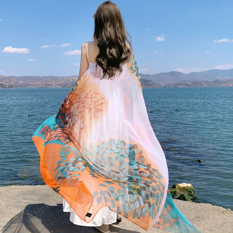 Large 125x180cm Shawl Sarong Wrap Thin Transparent Travel Beach Sunscreen Scarf for Women Bikini Brazilian Swimsuit Cover-ups - Matrix Studios