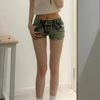 New Woman Designer Low Waist Punk Jeans Girls Aesthetic Elastic High Street Mini Pants Female Sexy Nightclub Summer Denim Shorts - Matrix-studios.com