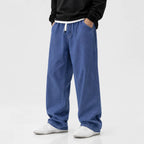 2026 New Streetwear Loose Jeans Men Korean Style Fashion Loose Straight Wide Leg Pants Men's Brand Clothing Black Light Blue - Matrix Studios