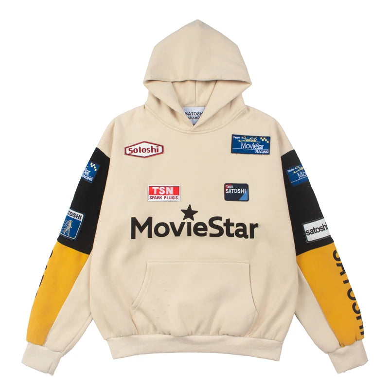 Winter 2XL SATOSHI Hoodie Vintage Distressed Washed Worn Embroidered Letter Badge Color Blocked Hooded Sweatshirt Men Women - Matrix-studios.com