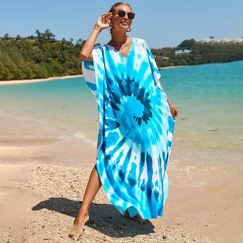 Plus Size Swimsuit Kaftans Beach Cover Ups Colorful Outfits Dress Bathing Suit for Women Vacation Outfits - Matrix Studios