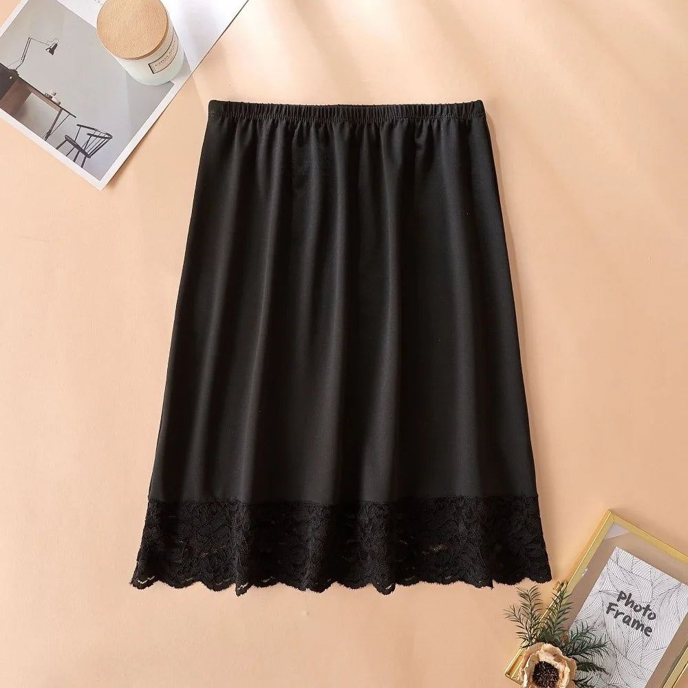 Thin Ice Silk Modal Female Half Length Skirt Lace Anti-Penetrating Underskirt Anti-glare Mesh Flower Innerwear Short Skirt Women - Matrix-studios.com