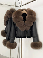OFTBUY Short Faux Leather Fake Fur Inner Jacket Female New Winter Real Fox Fur Collar and Cuffs Clothes Women Thick Warm Coat - Matrix Studios