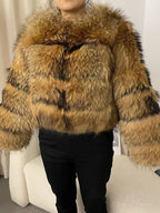OFTBUY 2024 Winter Real Natural Raccoon Fox Fur Women Coat Short Leather Thickened Warm Jacket Elegant Fashionable Overcoats - Matrix Studios