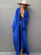 Solid Beach Cover Up Women Self Belted Wrap Kimono Dress Swimsuit 2025 New Robe Summer Beachwear Factory Supply - Matrix-studios.com