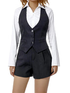 Women Waistcoat  Vintage Sleeveless V Neck Button Down Vest Blazer Fashion Top - Matrix Studios