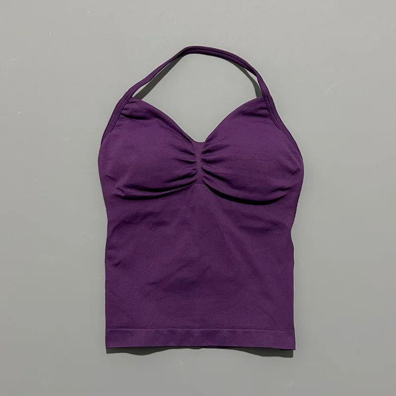 Women Solid Color Yoga Sports Tank Top Sleeveless Quick Dry Breathable Elastic Slim Fit Gym Workout Running Fitness Soft Skin - Matrix-studios.com