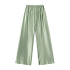 Satin Wide Leg Pants Long Floor Casual Pants Women's Summer