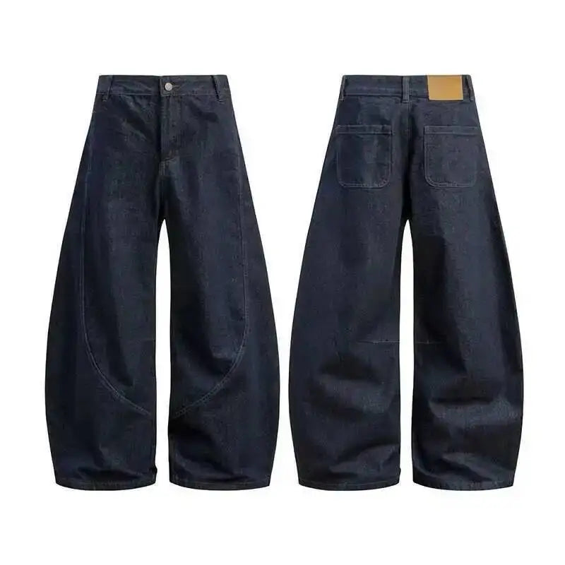 IEFB American Style Men Denim Pants Wide Legcurved Knife Jeans Men's Women's Trendy Loose Clean Fit High Street Trousers 9W2265 - Matrix Studios