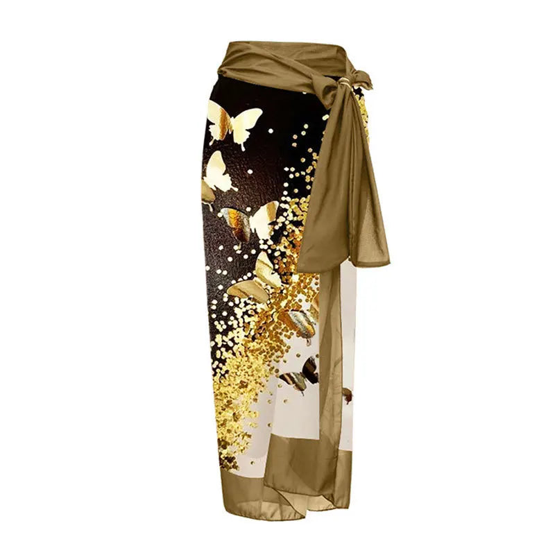 2026 New Sexy Print Retro Swimwear Beach Dress Cover Up Long Skirts Skirt Party Outfits Swimsuit Beachwear - Matrix Studios