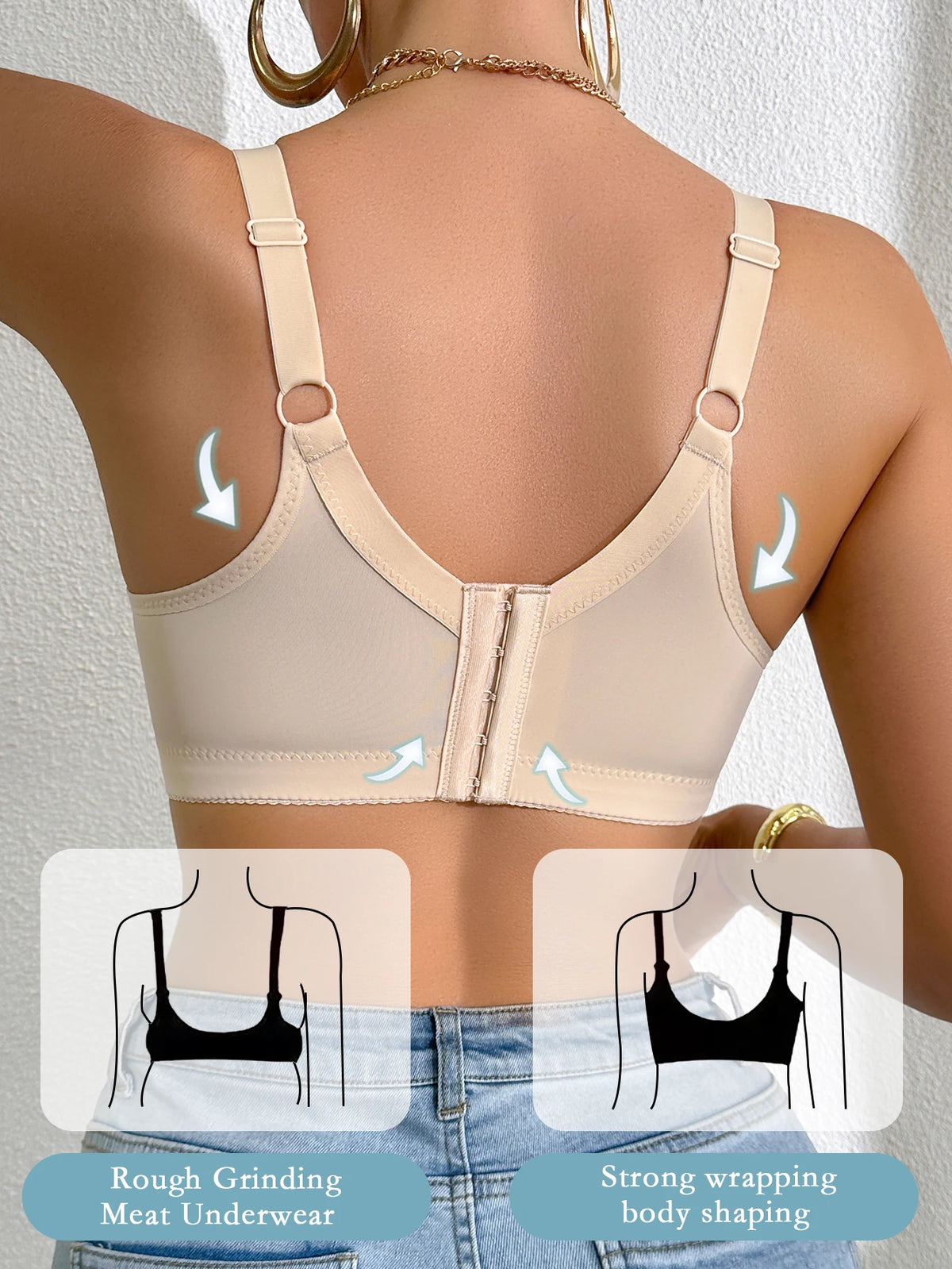 Sexy Women's A B C D Cup Large Size Lace Bras, Lace Splicing Underwire Bra, Push-Up and Side Breast Minimizing, Comfortable Women's Lingerie Bra - Matrix Studios
