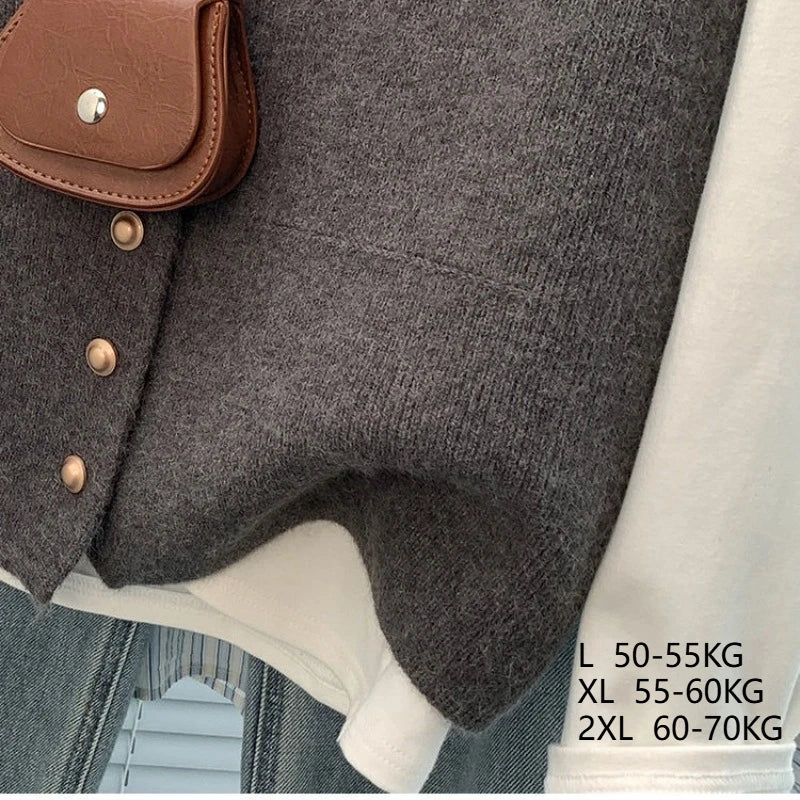 Women's Soft Knitted Vest Women Casual Button deep V-Neck Sleeveless Fall Cardigan stylish Simple Tank Tops Loose Knitwear Coats - Matrix Studios
