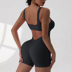 Women Short Sports Jumpsuit Sleeveless Sexy Backless Yoga Clothes Workout Cycling One-piece Suit Outdoor Recreation Bodysuits - Matrix Studios