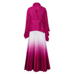 Autumn Fashion 2025 Long Sleeve V-neck Polyester Party Evening 2 Pieces Top Long Skirts Matching Sets African Clothes for Women - Matrix-studios.com