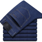 Summer New Elastic Men's Jeans Fashion Comfortable Business Straight Stretch Cotton Casual Denim Pants Brand Male Thin Trousers - Matrix Studios