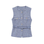 Women's Tweed Waistcoat with Belt, O Neck, Sleeveless, Front Button, Female Outerwear, Chic Tops, Fashion - Matrix Studios