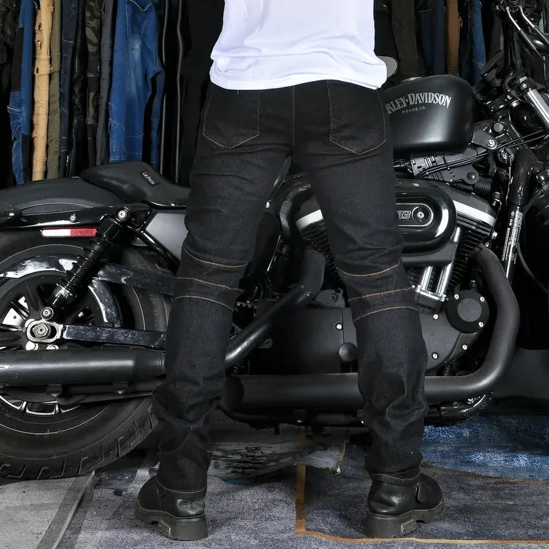 Men's Motorcycle Riding Jeans Pants, Anti-Skid Abrasion Resistant All-Weather Classic Fit Race-Ready Biker Gear - Matrix Studios