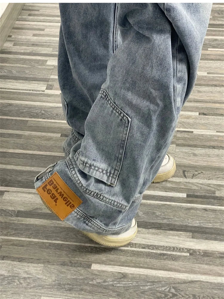 Ins Fashion American Retro Baggy High Waisted Jeans Woman High Street Denim Pants Reversible Trousers Streetwear Loose Jeans - Matrix-studios.com