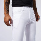 Men's White Casual Jeans New Denim Pants Comfortable Fashion Stretch Slim Fit Straight Trousers Male Clothing Streetwear - Matrix Studios