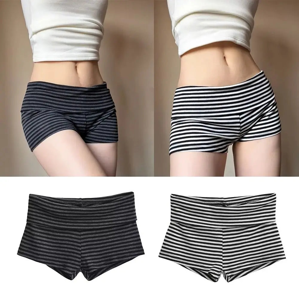 Korean Style Low Waist Striped Shorts High Elasticity Striped Pattern Short Shorts Comfortable Hot Pants Summer - Matrix Studios
