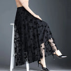 Korean Women Tulle Skirt Fashion Summer Hook Floral Loose Midi Skirt Elegant Female Casual All Match Mesh Skirts New - Matrix-studios.com