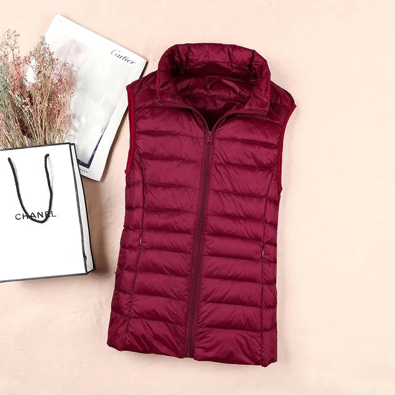 2026 White Duck Down Jacket Women Vest Autumn Winter Sleeveless Waistcoat Warm Lightweight Puffer Jacket Female Tops Outwear 8XL - Matrix Studios