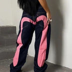 Jeans Women Gothic Y2K Retro Streetwear Black Cargo Punk Vintage Kpop Print Wide Leg Denim Panrts Female Autumn Trousers Pants - Matrix-studios.com