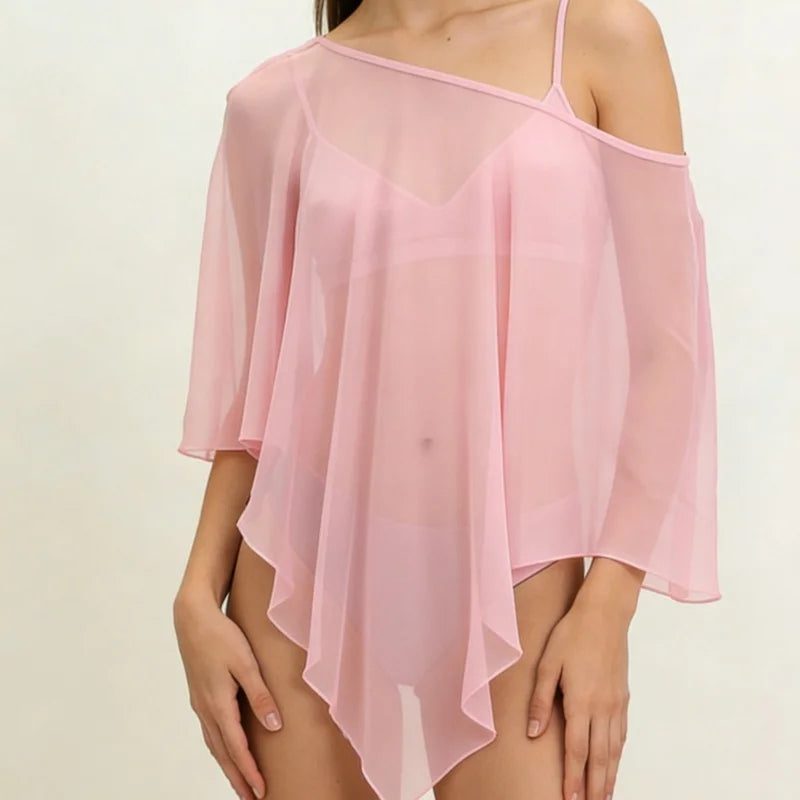 Women Mesh Sheer Poncho Capelets Chiffon Cape Shawls and Wraps for Evening Dress Cover Up Formal Wedding Party - Matrix Studios