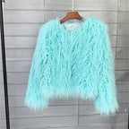Colorful Warm Faux Women Fur Coat Loose Black White Pink Plush Coat Female Jacket Fur Autumn Winter Shaggy Outerwear - Matrix Studios