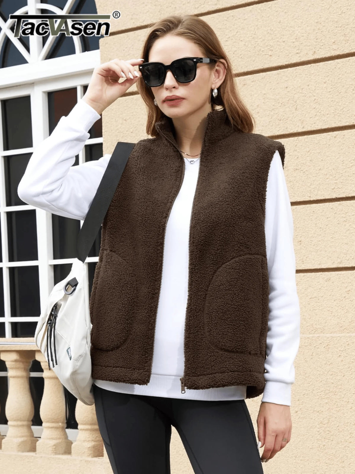 TACVASEN Polar Fleece Vests Women Fall Winter Lightweight Stand Collar Waistcoats Warm Soft 4 Pockets Sleeveless Outwear Jackets - Matrix Studios